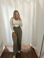Cropped Vibin Boho Jumpsuit-Olive