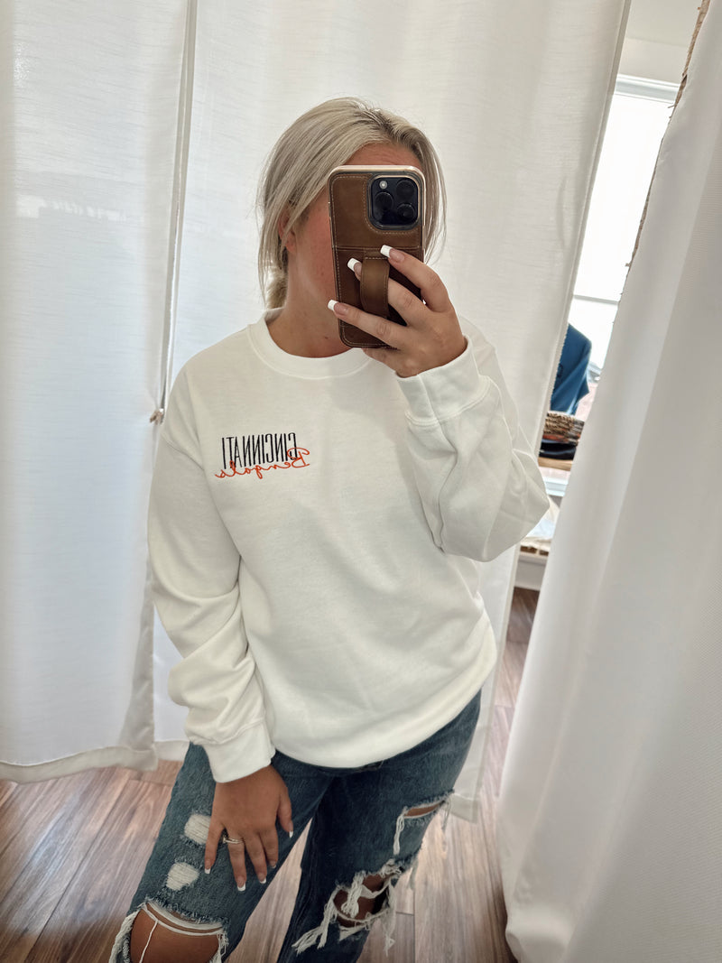 Retro Cincinnati Crewneck Sweatshirt-White