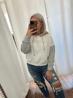 Cincinnati Colorblock Embroidered Cropped Hoodie-Tan