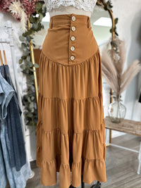 Faith Button Down Waist Maxi Skirt-Clay