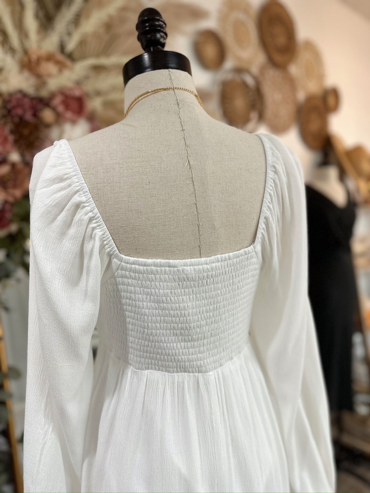 Sweet Nothings Puff Sleeve Dress- White