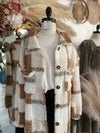Love Me Some Plaid Long Teddy Shacket-Camel