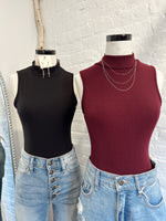 Modern Days Ribbed Bodysuit-Black