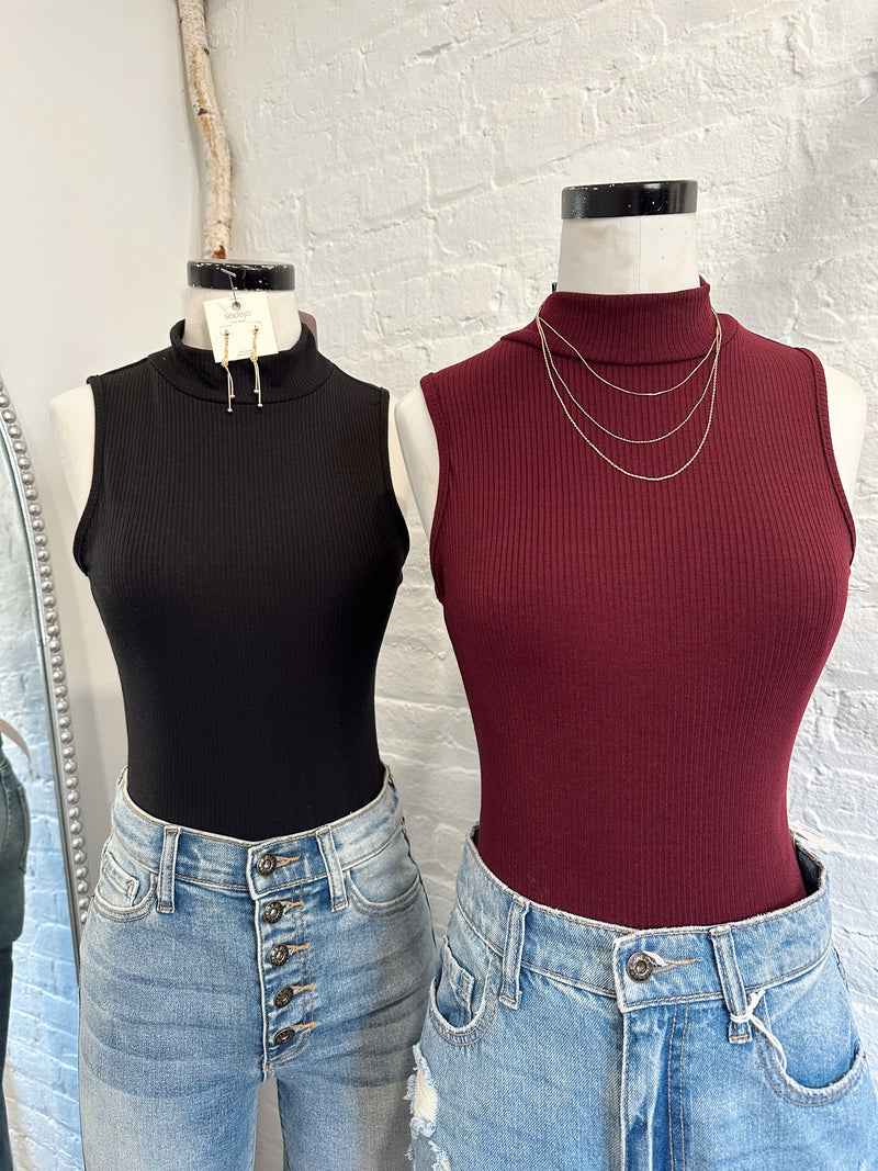 Modern Days Ribbed Bodysuit-Black