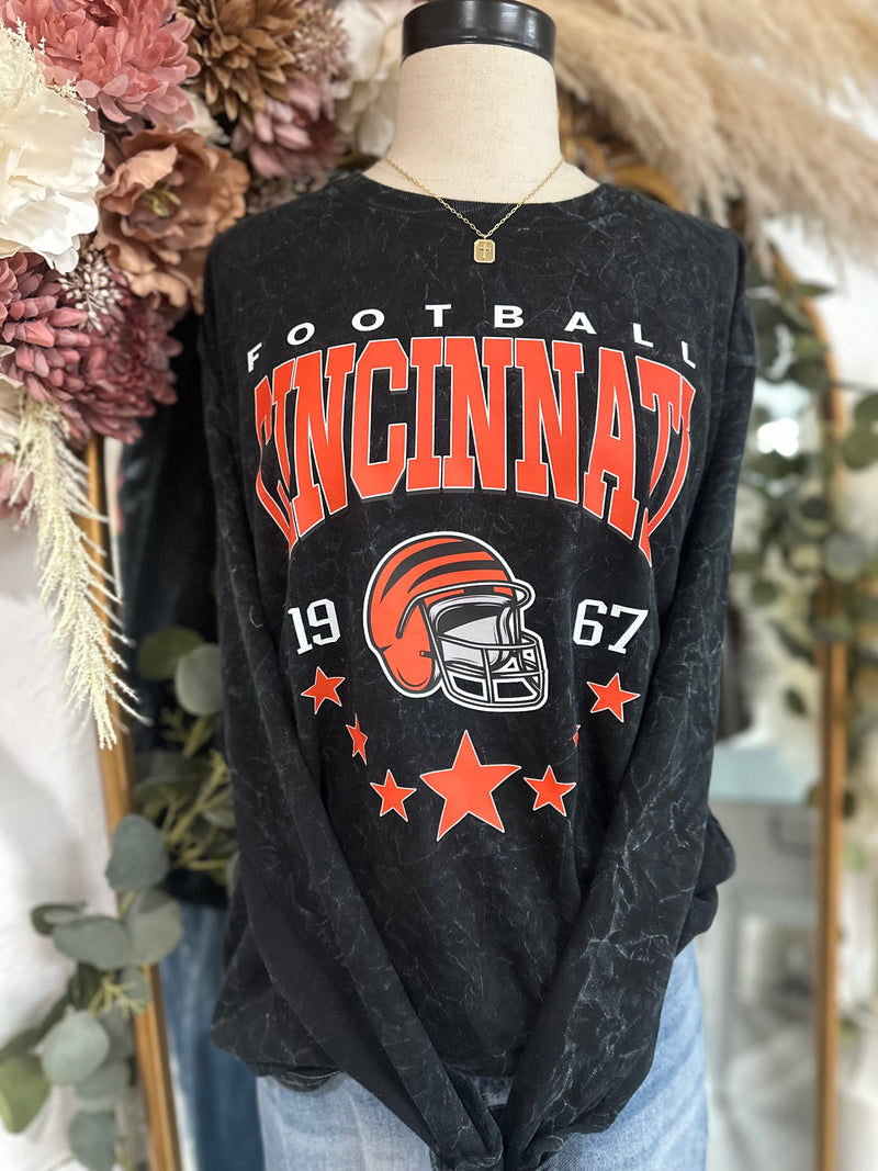 Long Sleeve Mineral Wash Cincinnati Stars Tee
