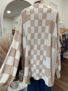 Gentle Heart Checkerboard Cardigan-Neutral