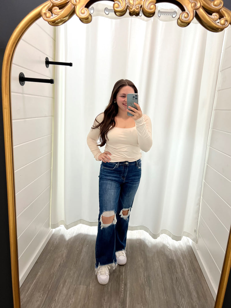 Good To Go Square Neck Top- Ecru