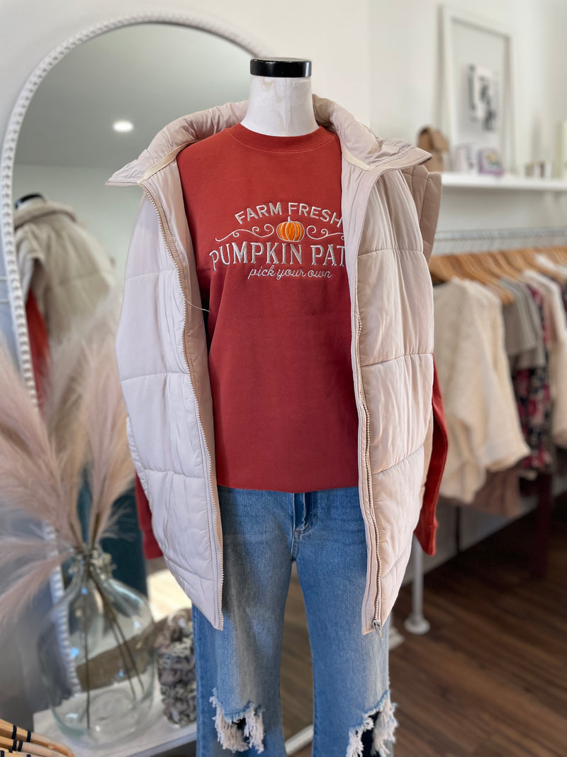 Layla Oversized Puffer Vest-Sand