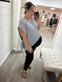 Happi Sweater Vest Top-Dusty Blue