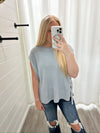 Happi Sweater Vest Top-Dusty Blue