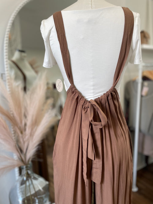 Cropped Vibin Boho Jumpsuit-Clay Brown