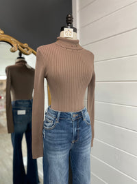 Ari Ribbed Bodysuit-Cocoa