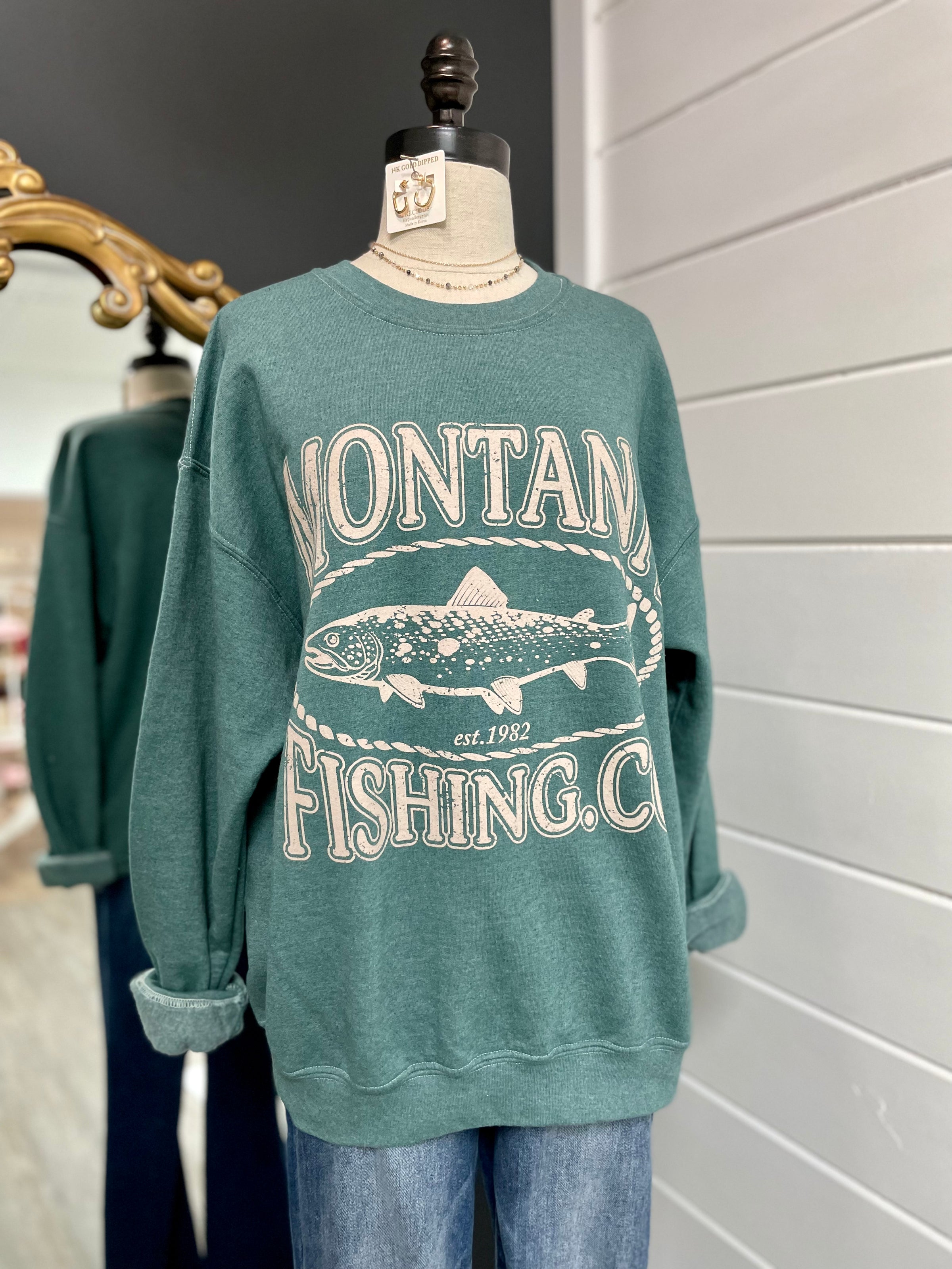Montana Fishing Oversized Graphic Sweatshirt