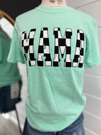 Neon Teal Embroidered Mama Tee