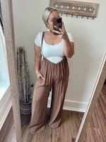 Cropped Vibin Boho Jumpsuit-Clay Brown