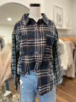 Brielle Plaid Top-Navy