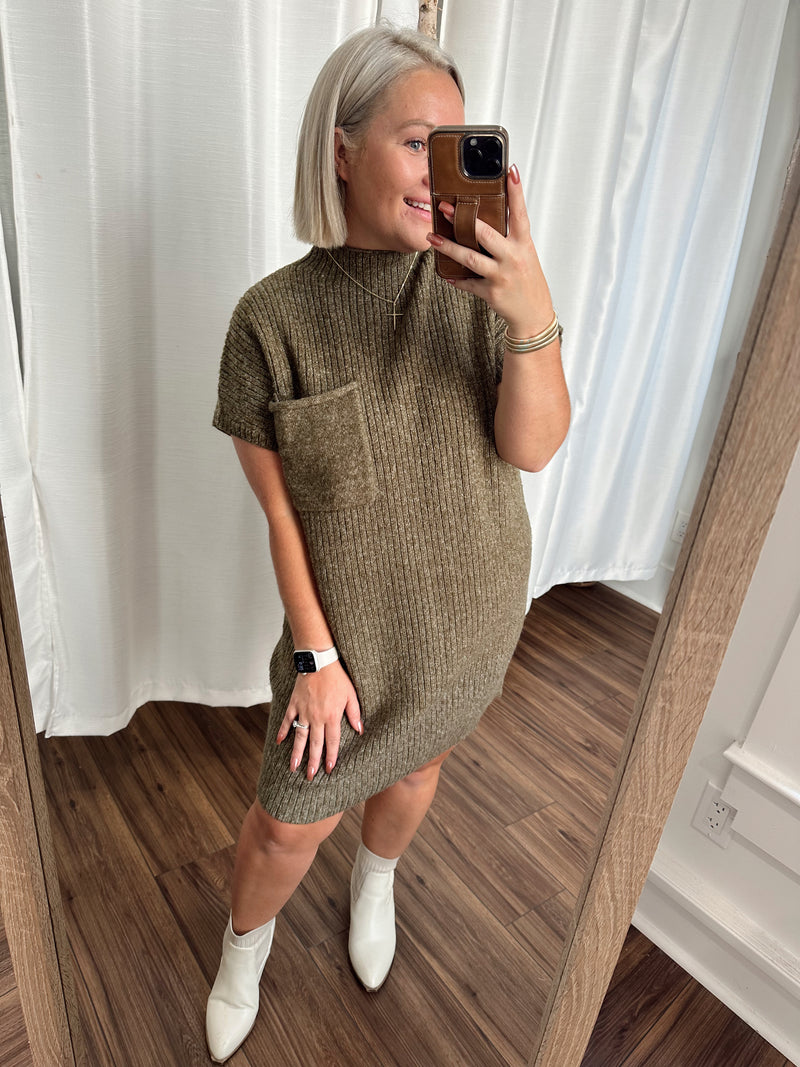 Sweater Weather Dress -Olive