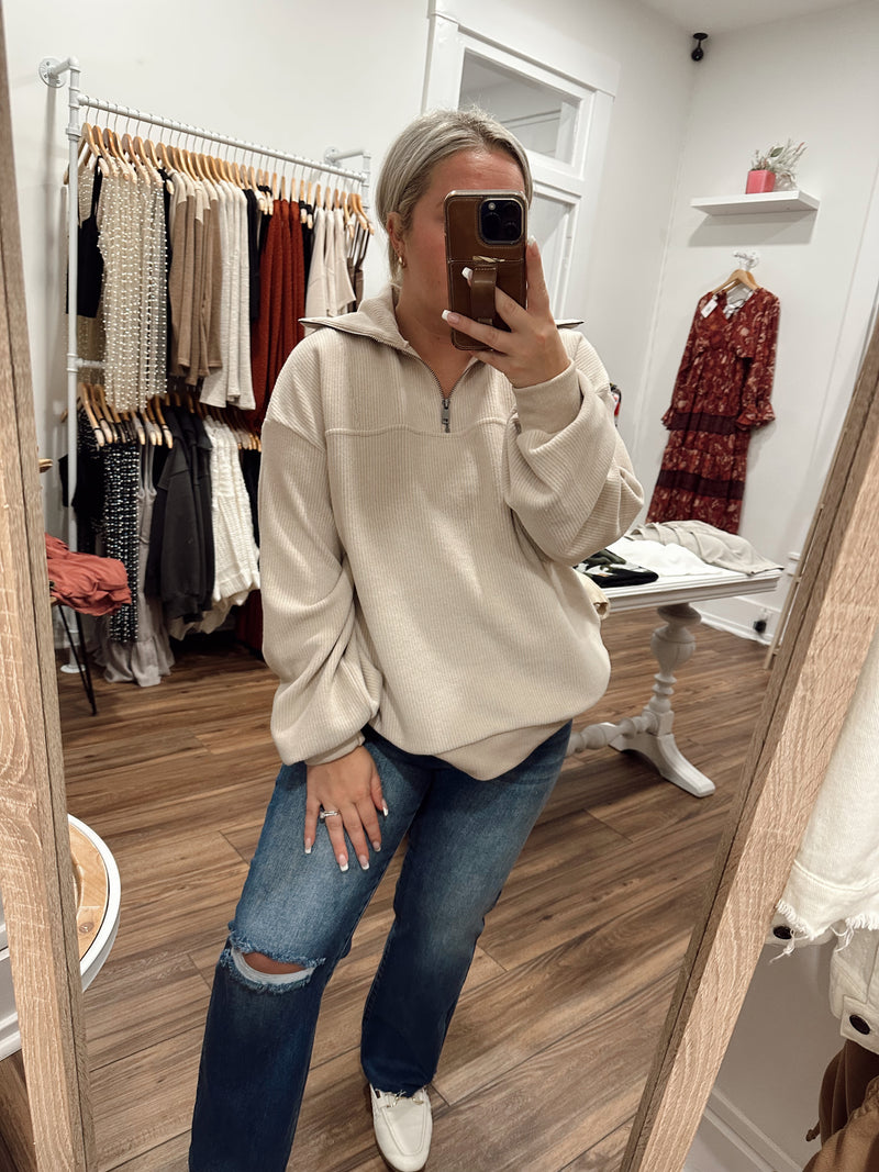 Phoebe Half-Zip-Cream