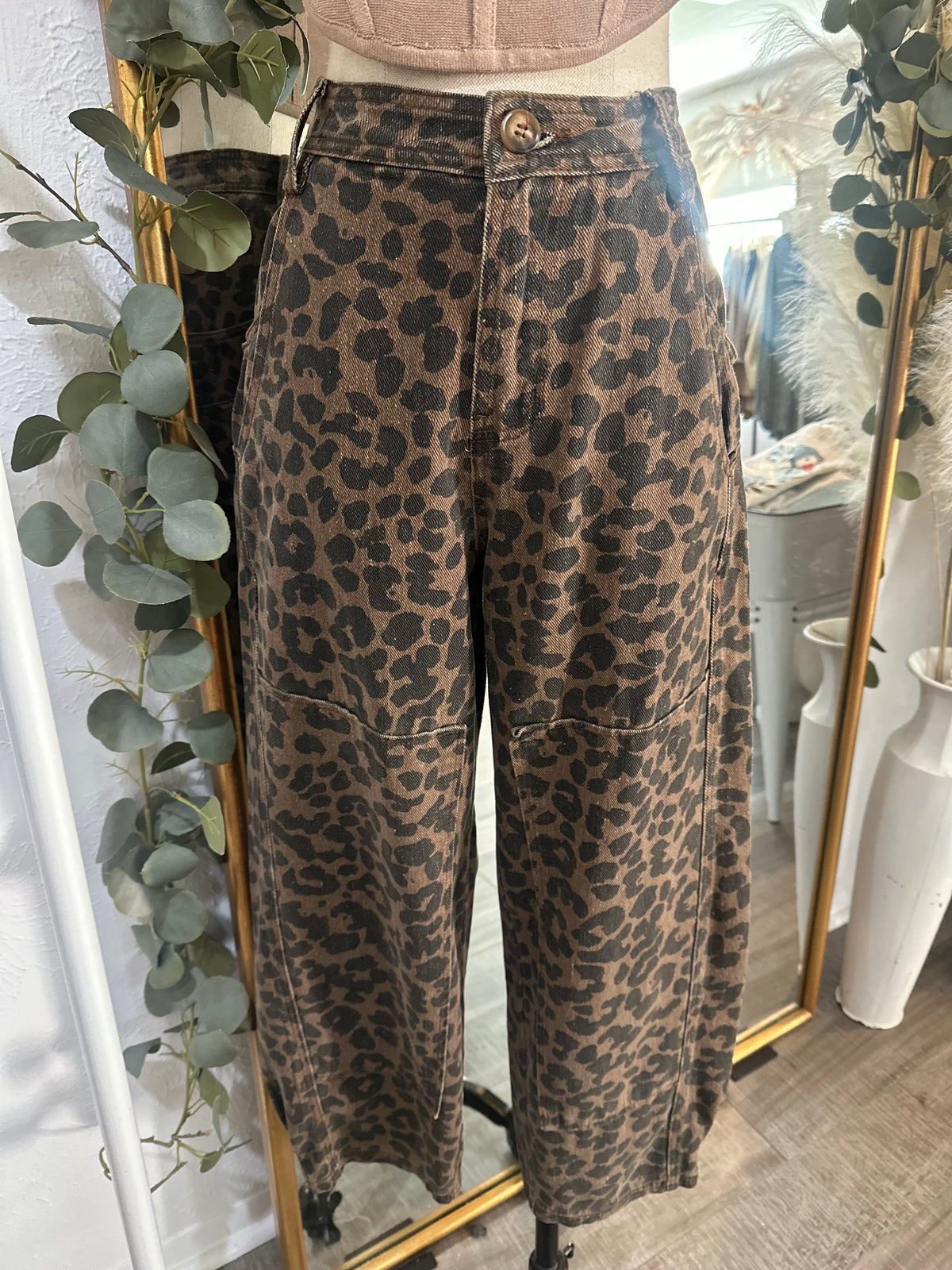 Love Ya Leopard Barrel Jeans