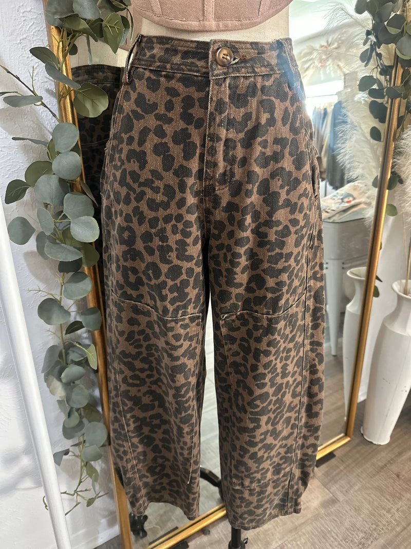 Love Ya Leopard Barrel Jeans