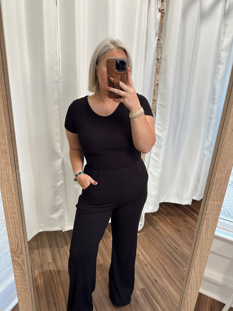 Perfect Night Thermal Cropped Top-Black