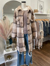 Love Me Some Plaid Long Teddy Shacket-Mocha