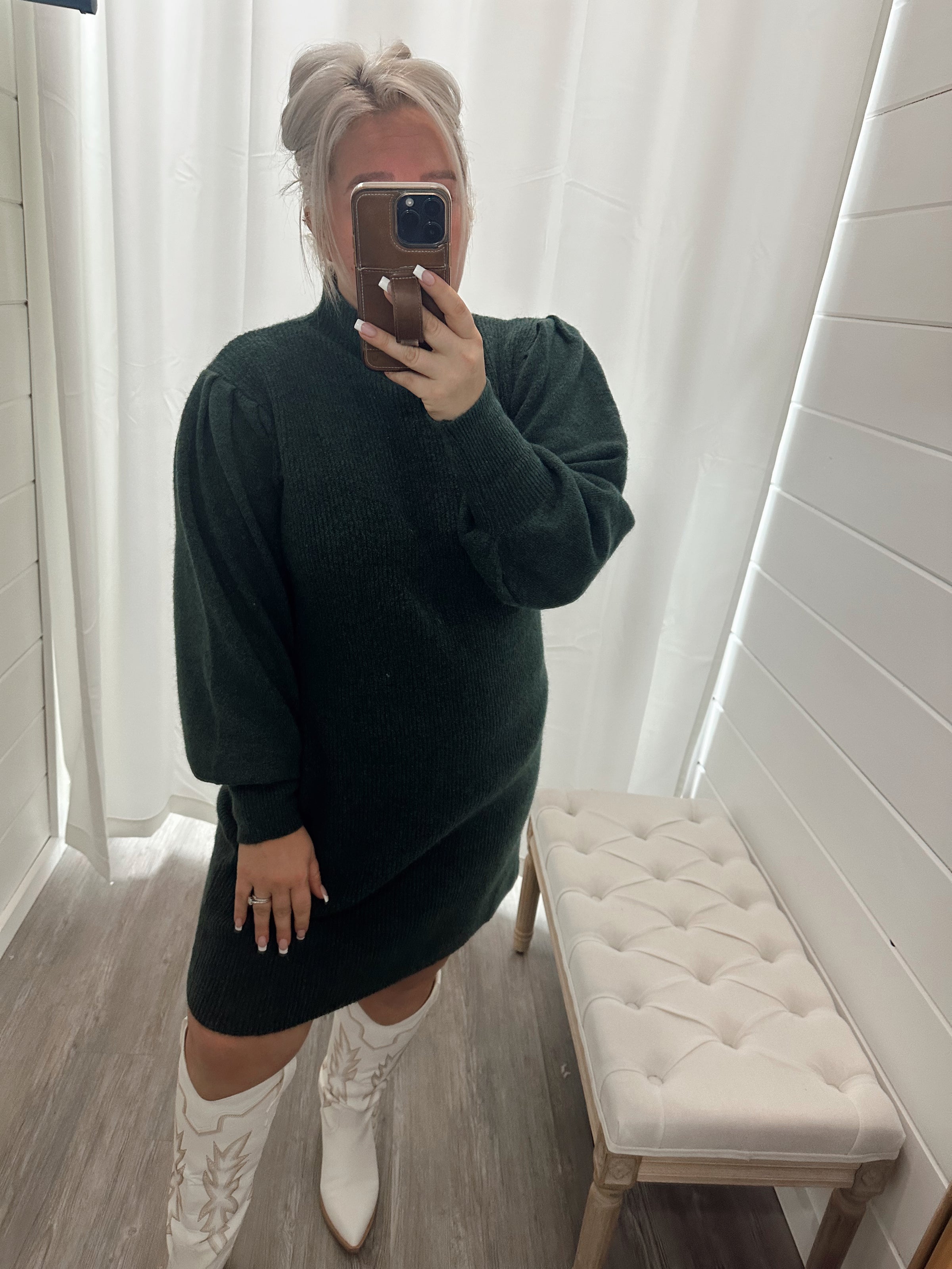 Ryanne Sweater Dress-Hunter Green