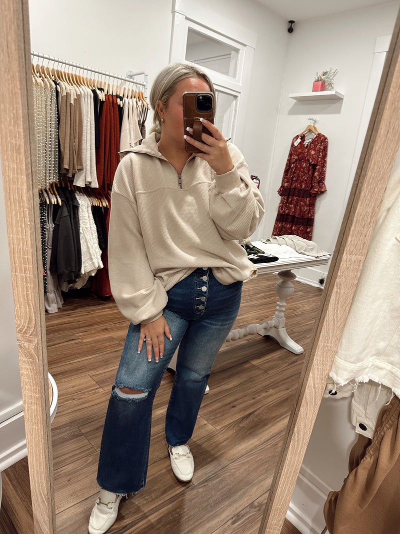 Phoebe Half-Zip-Cream