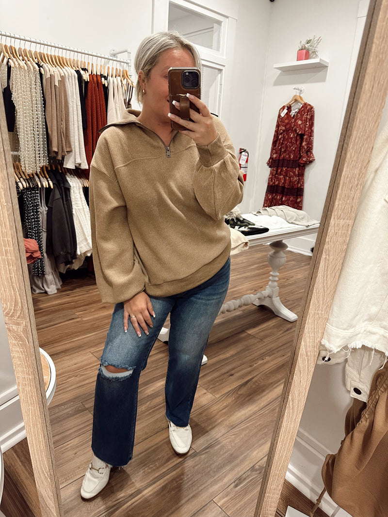 Phoebe Half-Zip-Tan