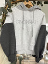 Cincinnati Colorblock Embroidered Cropped Hoodie-Charcoal