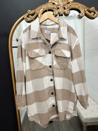Lillian Plaid Shacket- Khaki