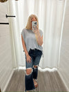 Happi Sweater Vest Top-Dusty Blue