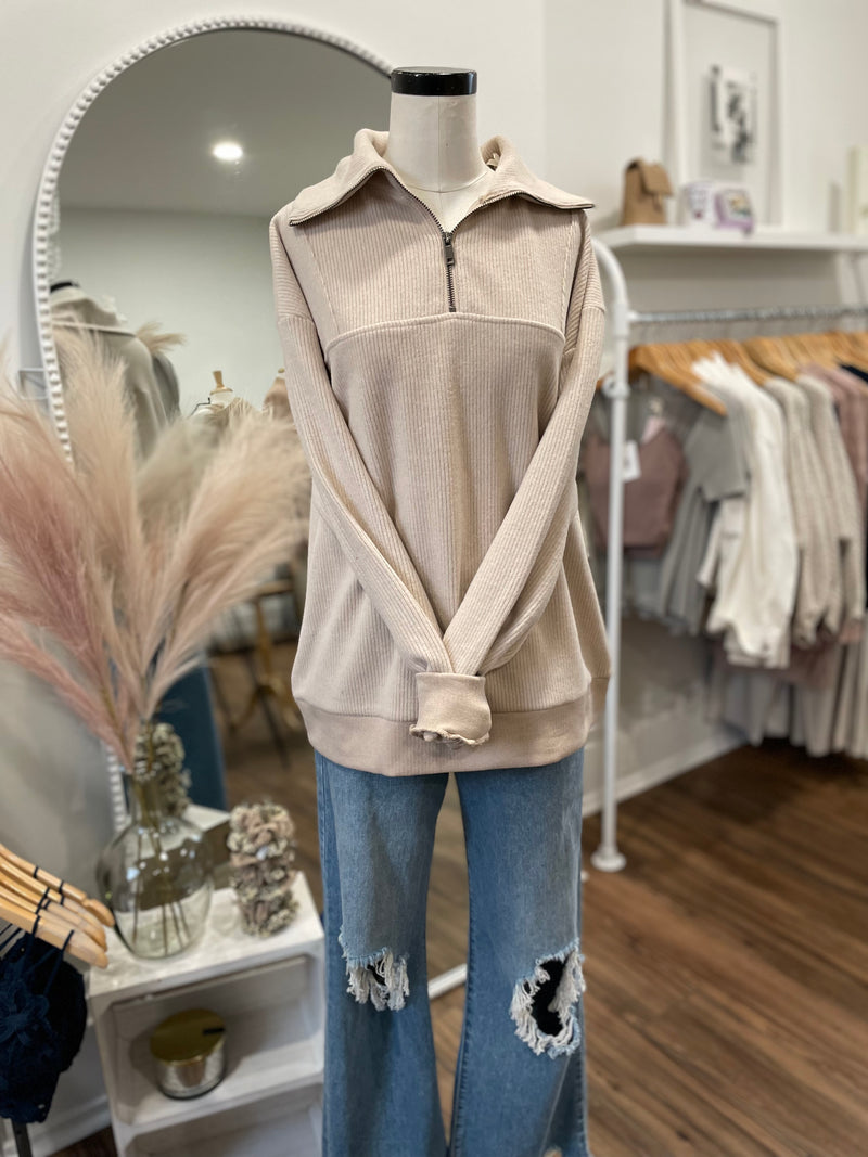 Phoebe Half-Zip-Cream