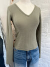 Lainie Ribbed Top-Vintage Olive