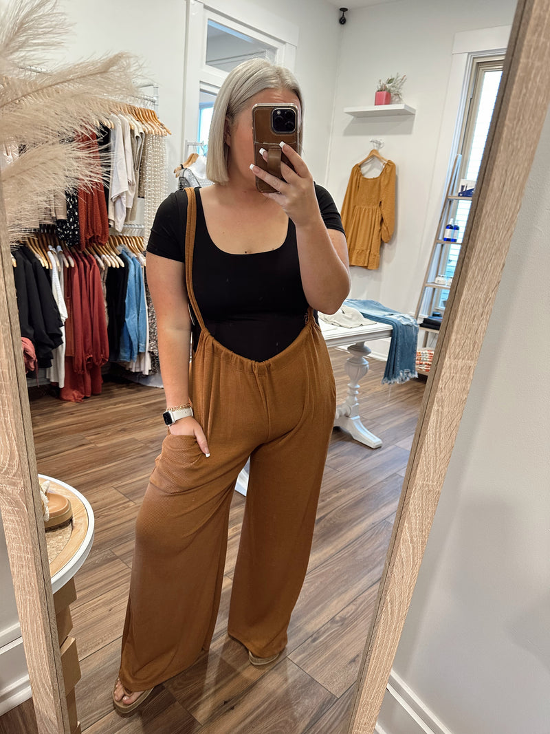 Spot On Boho Jumpsuit-Caramel