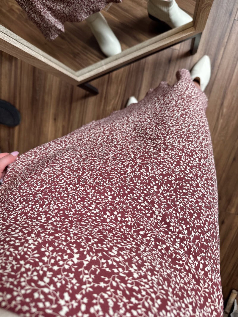 Charmed Life Midi Skirt-Merlot