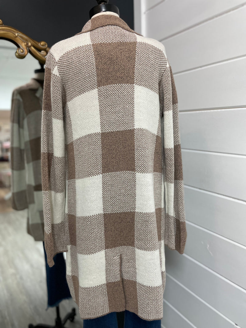 Sabrina Plaid Cardigan- Khaki