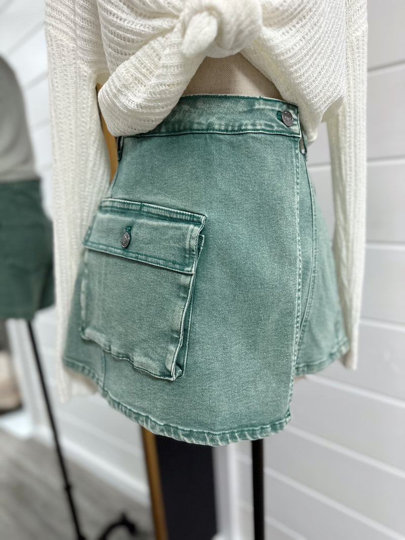 Julep Denim Skort-Emerald