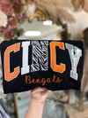 CINCY Spirit Patchwork Embroidered Crewneck-Black