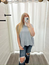 Happi Sweater Vest Top-Dusty Blue
