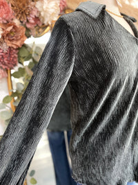 It's That Time Velvet Button Down Top- Winter Spruce