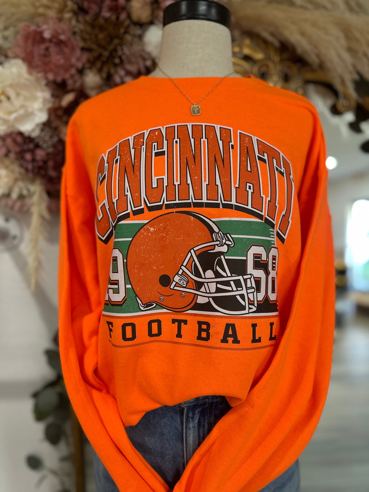 Old School Cincinnati Sweatshirt-Bright Orange