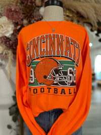 Old School Cincinnati Sweatshirt-Bright Orange