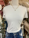 Fine Line Round Neck Top-Ivory