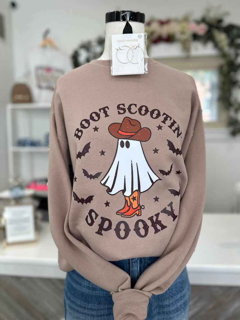Boot Scootin' Spooky Crewneck-Tan