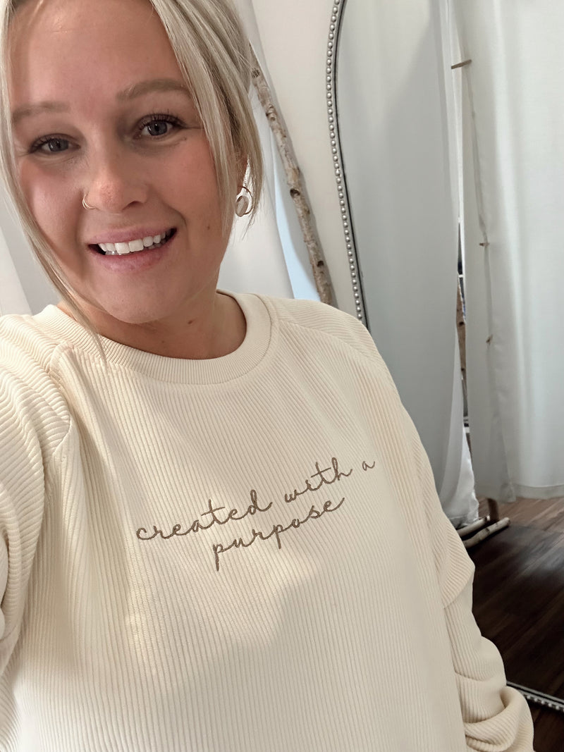 "Created With Purpose" Corded Crewneck