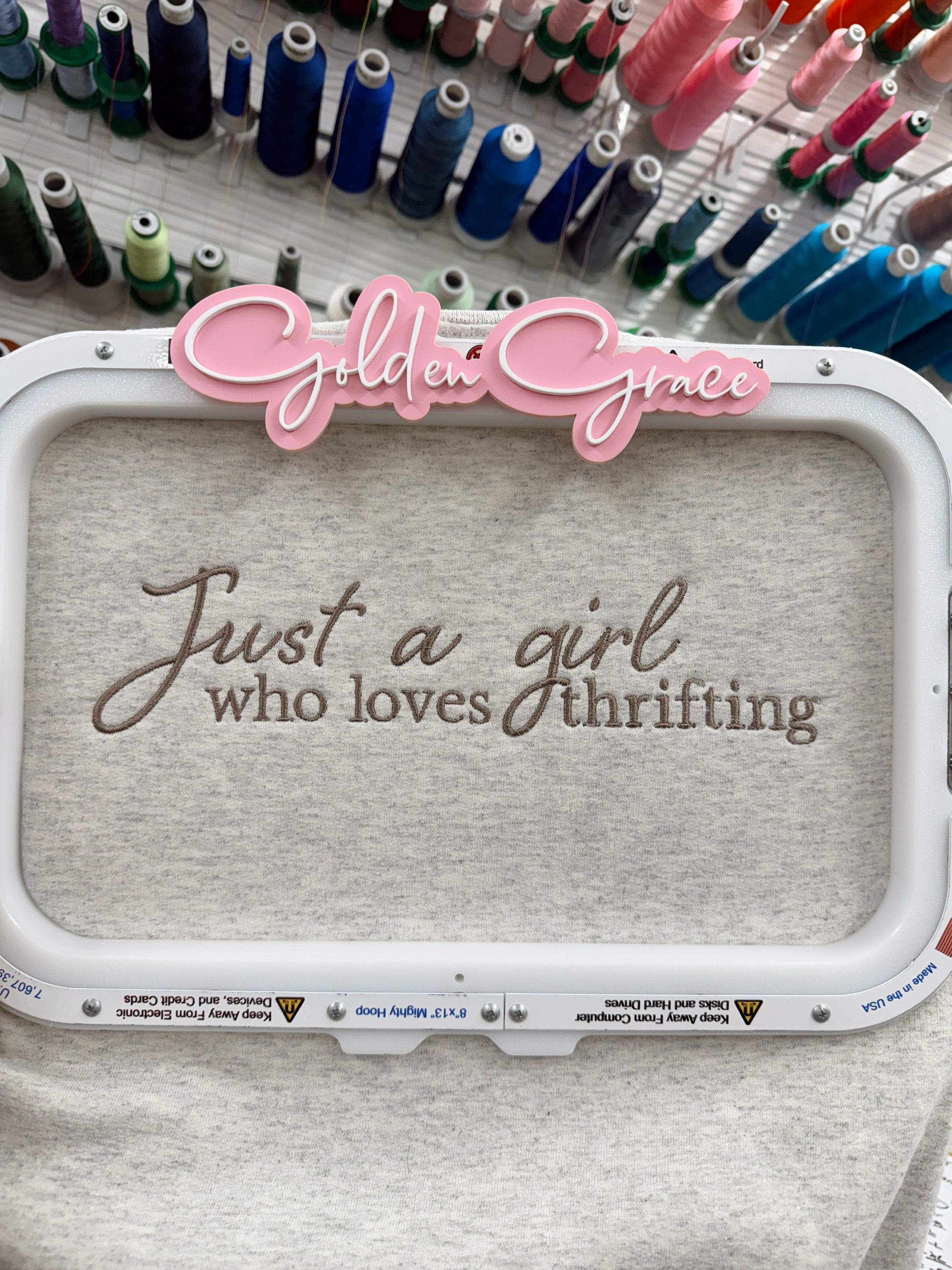 Customizable “Just a ….” embroidered sweatshirt