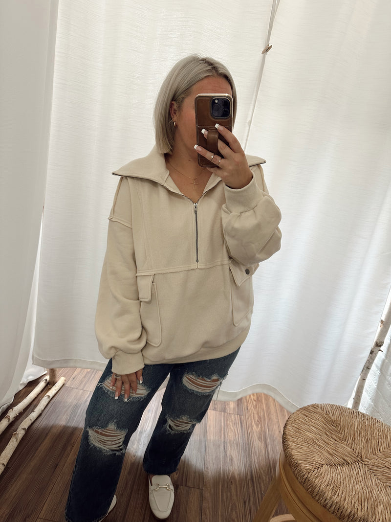 Taking It Easy Half-Zip-Cream