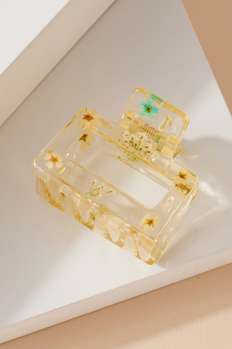 Square Floral Claw Clip