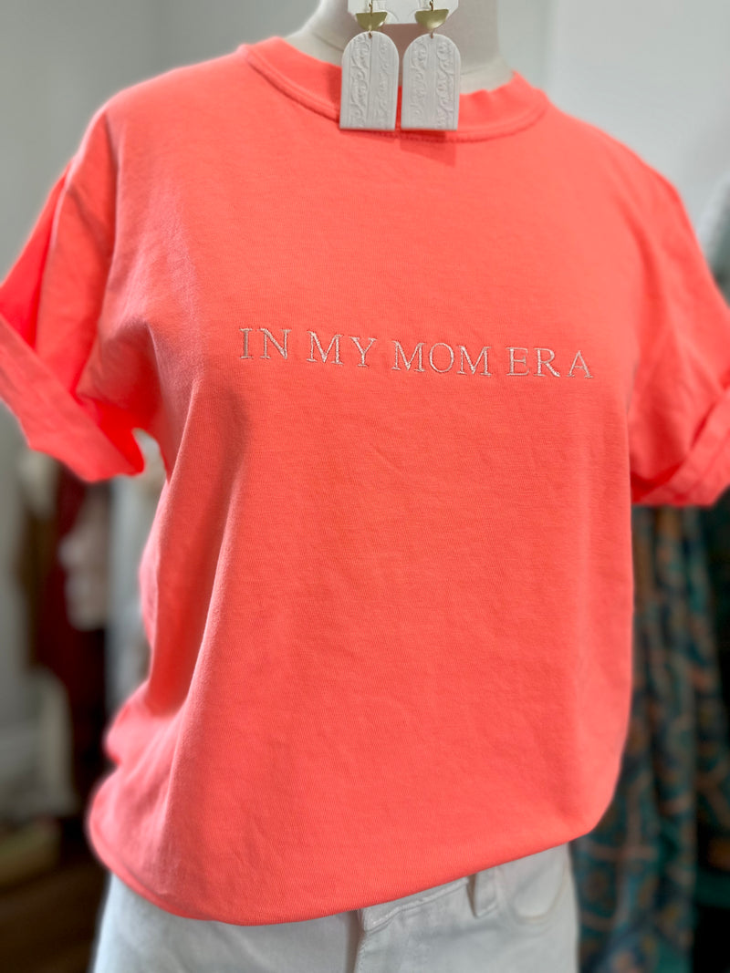 "In My Mom Era" Tee-Neon Coral